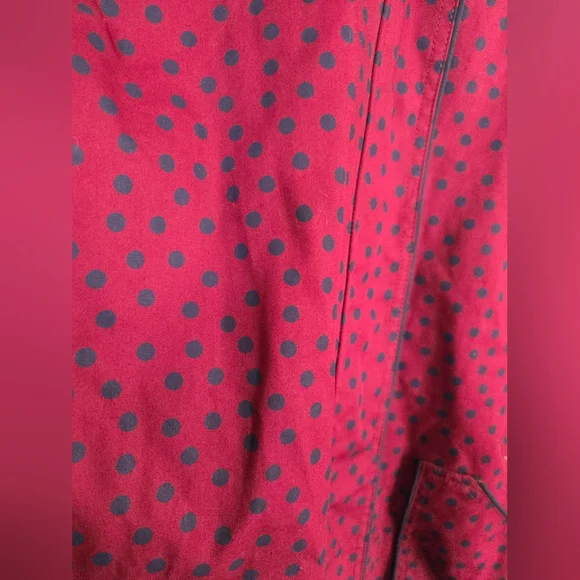 Boden Polka Dot Long Coat Rain Winter Womens 14R Plum Purple Blue Collar Zip - Picture 7 of 9